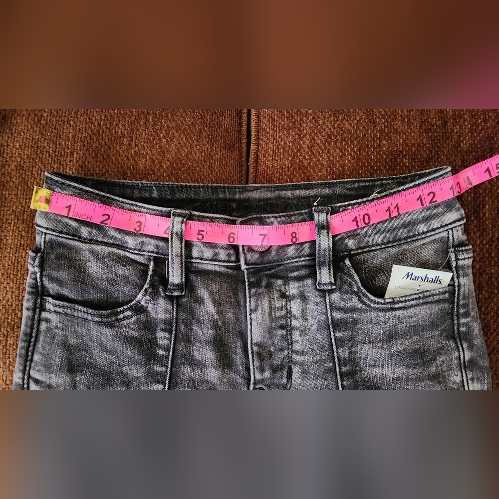 Dark Wash Distressed Black Sharkbite Skinny Jeans - Picture 11 of 11